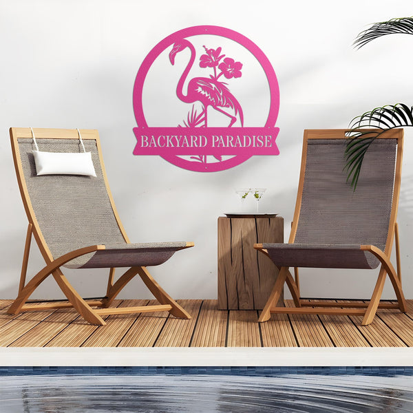 Custom Flamingo Metal Wall Art, Personalized Name Sign for Garden or Deck, Flamingo Bird Decor, Housewarming Gift, Pool or Lounge Accent