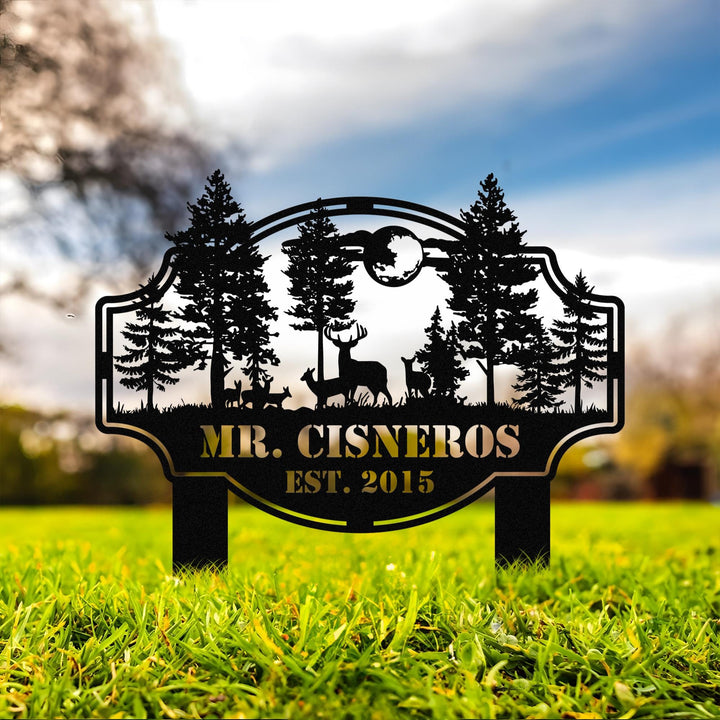 Custom Deer Forest Metal Sign, Personalized Deer Family Name Sign, Deer Sign, Farmhouse Decor, Farm Sign, Outdoor Sign, Deer Buck Metal