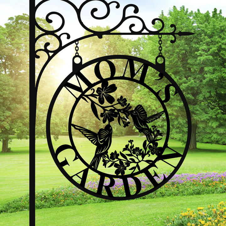 Personalized Hummingbird Garden Sign, Custom Metal Wall Art, Hummingbird Yard Decor, Outdoor Garden Name Plaque, Gift for Gardeners