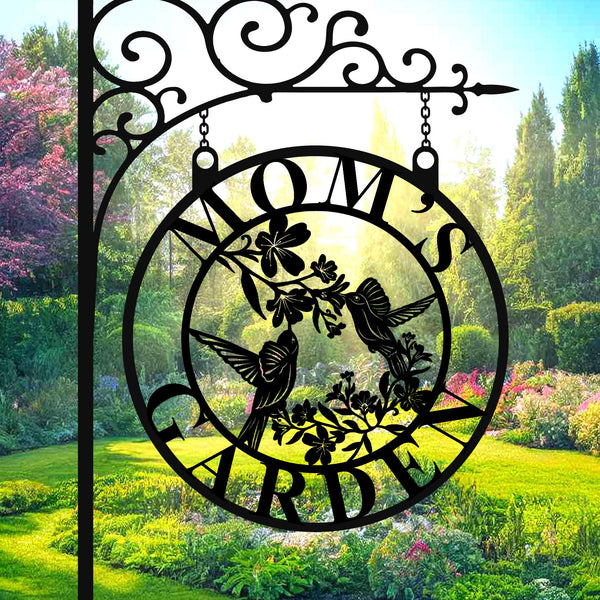 Personalized Hummingbird Garden Sign, Custom Metal Wall Art, Hummingbird Yard Decor, Outdoor Garden Name Plaque, Gift for Gardeners