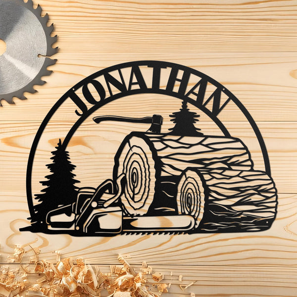Custom Lumberjack Metal Wall Art With LED Light, Personalized Lumberjack Name Sign Decoration For Room, Lumberjack Home Decor, Father Gifts