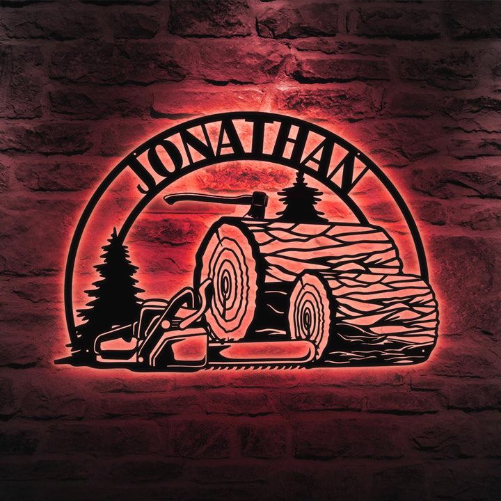 Custom Lumberjack Metal Wall Art With LED Light, Personalized Lumberjack Name Sign Decoration For Room, Lumberjack Home Decor, Father Gifts