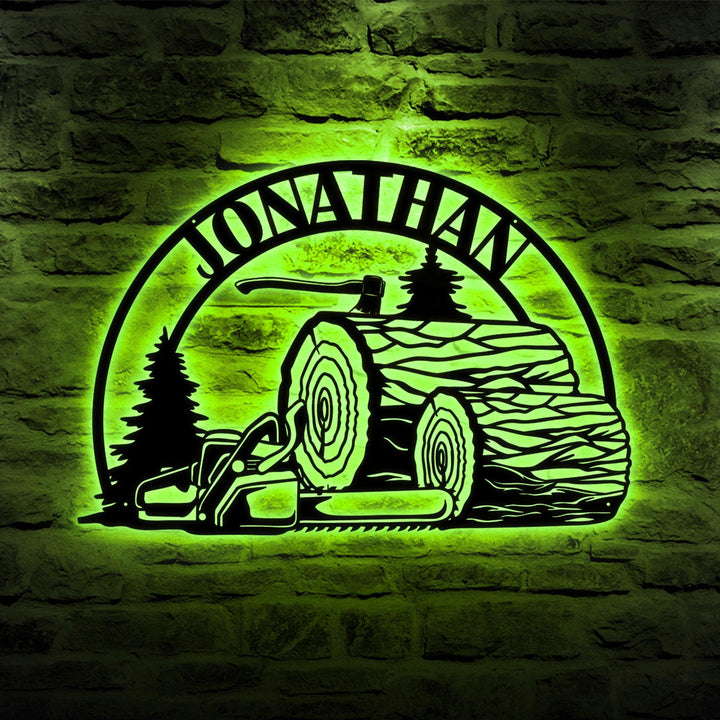 Custom Lumberjack Metal Wall Art With LED Light, Personalized Lumberjack Name Sign Decoration For Room, Lumberjack Home Decor, Father Gifts