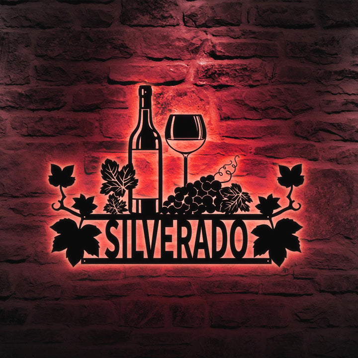 Custom Wine Sign, Vino Wine Glasses Metal Wall Art, Floral Wine Wall Decor, Personalized Wine Bar Sign, Kitchen Decor, Mothers Day Gift