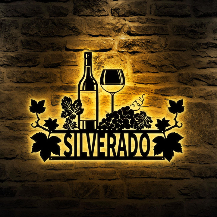 Custom Wine Sign, Vino Wine Glasses Metal Wall Art, Floral Wine Wall Decor, Personalized Wine Bar Sign, Kitchen Decor, Mothers Day Gift