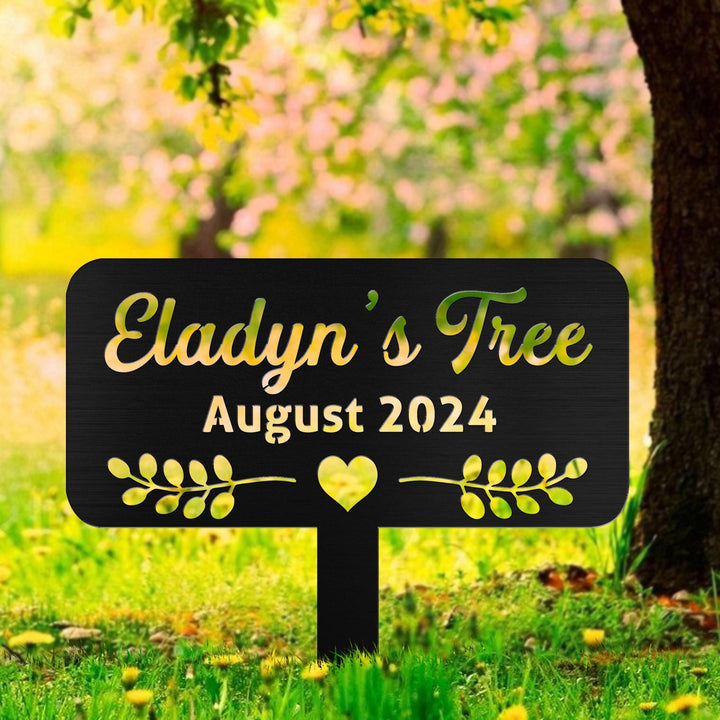 Personalized Memorial Tree Sign With Stake,Custom Tree Metal Garden Marker,Tree Garden Sign,Tree Plaque Marker,Metal Name Plate,Tree Decor