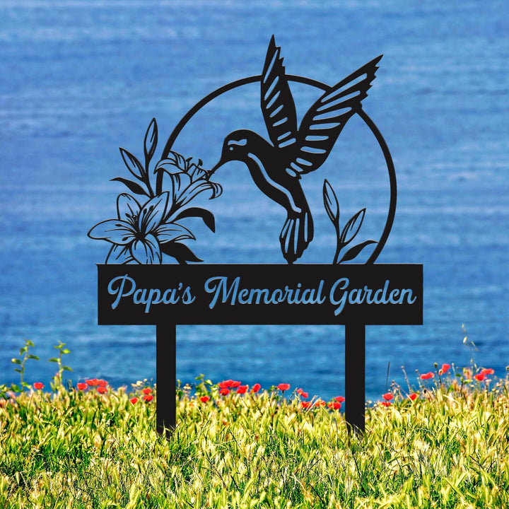 Custom Hummingbird Metal Garden Sign, Bird with Stakes Garden Sign,Personalized Garden Sign,Custom Garden Name Sign,Home Gift, Gift for Mom