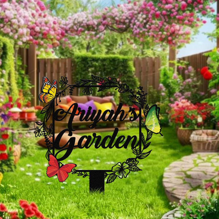 Personalized Butterfly Metal Garden Stake, Custom Garden Decoration, Flower Garden Metal Stake, Butterfly Lover Gift, Yard Sign Garden Stake