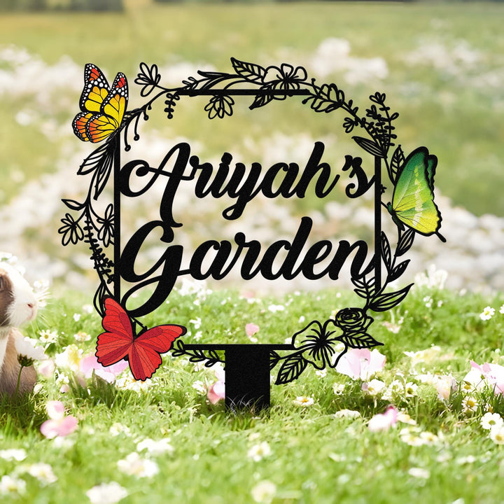 Personalized Butterfly Metal Garden Stake, Custom Garden Decoration, Flower Garden Metal Stake, Butterfly Lover Gift, Yard Sign Garden Stake