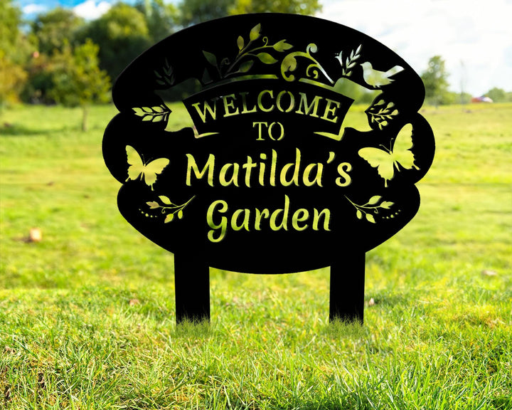 Personalized Metal Garden Sign with Stakes, Garden Stake Sign, Garden Metal Sign, Custom Gardener Decor, Metal Yard Decor, Gardening Gifts