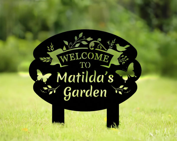 Personalized Metal Garden Sign with Stakes, Garden Stake Sign, Garden Metal Sign, Custom Gardener Decor, Metal Yard Decor, Gardening Gifts
