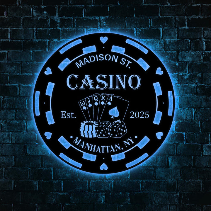 Poker Wall Art With LED Lights, Poker Decor Wall Led Sign, Poker RGB Color Led Light Sign, Christmas Gift, Birthday Gift, Casino Wall Sign