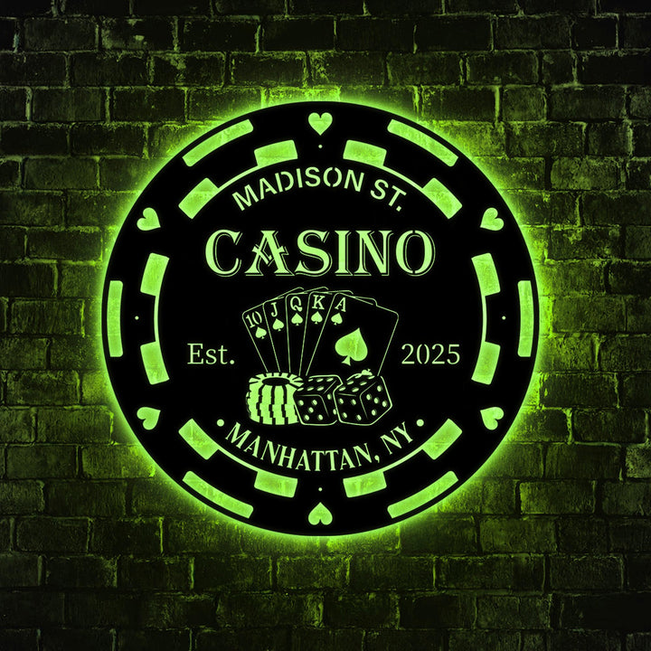 Poker Wall Art With LED Lights, Poker Decor Wall Led Sign, Poker RGB Color Led Light Sign, Christmas Gift, Birthday Gift, Casino Wall Sign