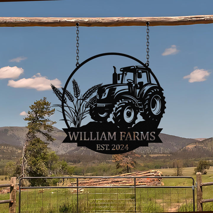 Custom Metal Tractor Sign ,Personalized Farm Sign, Metal Name Sign, Door Hanger, Housewarming Gift, Wedding Monogram, Anniversary, Outdoor
