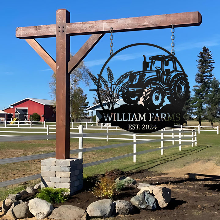 Custom Metal Tractor Sign ,Personalized Farm Sign, Metal Name Sign, Door Hanger, Housewarming Gift, Wedding Monogram, Anniversary, Outdoor