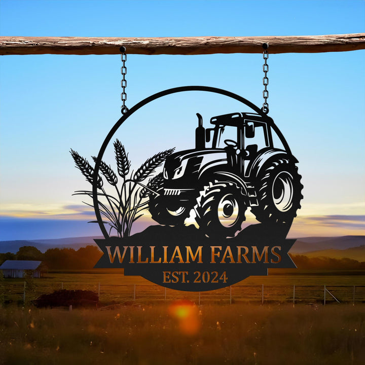 Custom Metal Tractor Sign ,Personalized Farm Sign, Metal Name Sign, Door Hanger, Housewarming Gift, Wedding Monogram, Anniversary, Outdoor