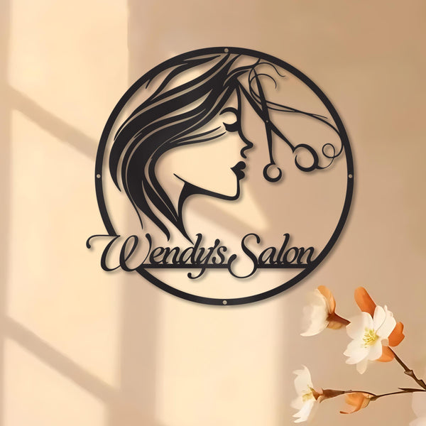 Personalized Hair Salon Metal Sign, Custom Stylist Name Sign, Hairdresser Wall Art, Beauty Salon Decor, Barber Shop Sign, Hairstylist Gift