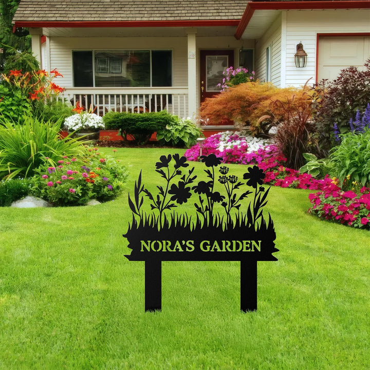 Personalized Floral Metal Garden Stake Sign, Flower Themed Garden Metal Stake, Garden Lover Gift, Metal Garden Sign, Yard Garden Stake