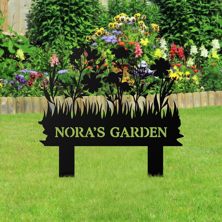 Personalized Floral Metal Garden Stake Sign, Flower Themed Garden Metal Stake, Garden Lover Gift, Metal Garden Sign, Yard Garden Stake