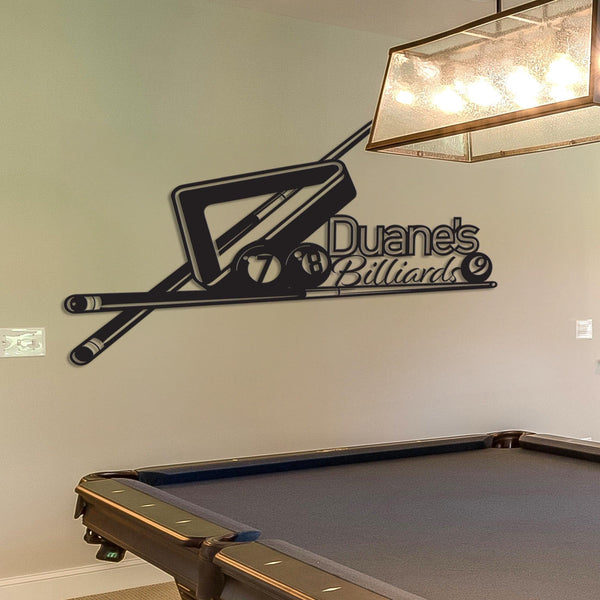 Custom Billiards Sport And Bar Metal Wall Art LED Lights, Custom Snooker Player Name Sign, Home Decor, Pool Ball Decoration, Gift For Dad