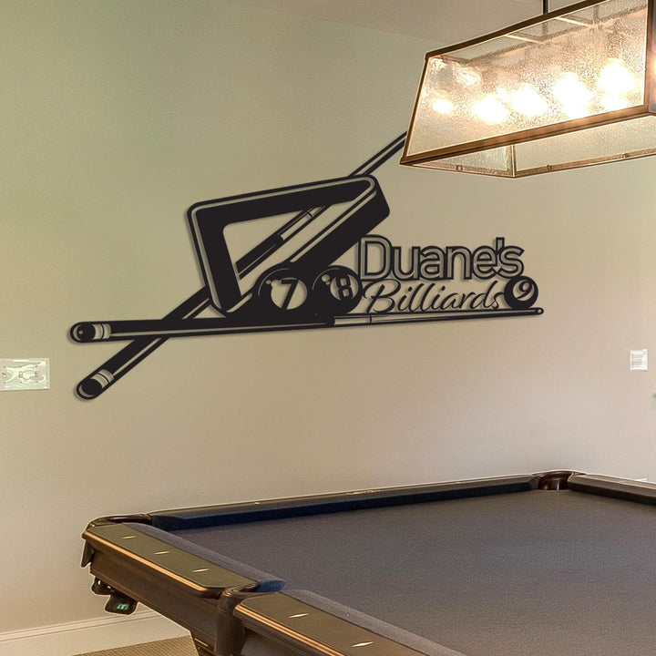 Custom Billiards Sport And Bar Metal Wall Art LED Lights, Custom Snooker Player Name Sign, Home Decor, Pool Ball Decoration, Gift For Dad