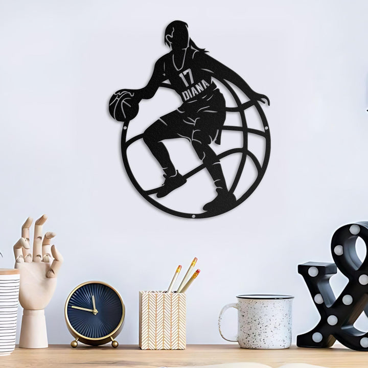 Custom Female Basketball Metal Sign, Personalized Girl Player Name Sign, Basketball Metal Name Sign, Basketball Sport Wall Decor, Home Decor