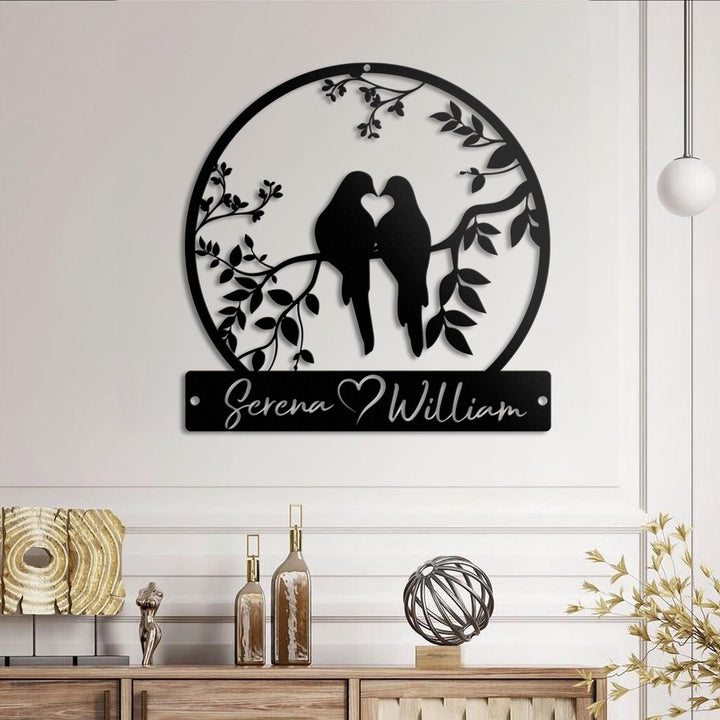 Custom Metal Love Birds Rustic Wedding Decor, Custom Wedding Gifts, Personalized Wedding Anniversary Gifts, Bridal Shower Sign Garden Sign