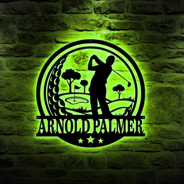 Personalized Golf Metal Sign with LED Lights, CustomGolfer Name Sign, Father's Day Gift, Golf Decor for Men, Gift for Golfers, Golfing Sign