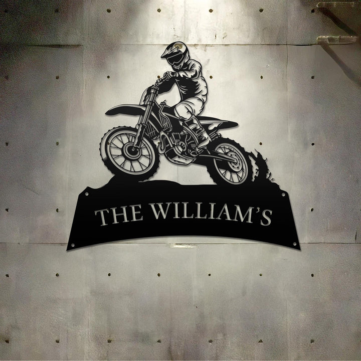Custom Dirt Bike Metal Sign with Led Light, Motocross Gifts, Rider Name Sign, Motorcycle Biker Gift Home Decor, Gift for Dad Son Daughter