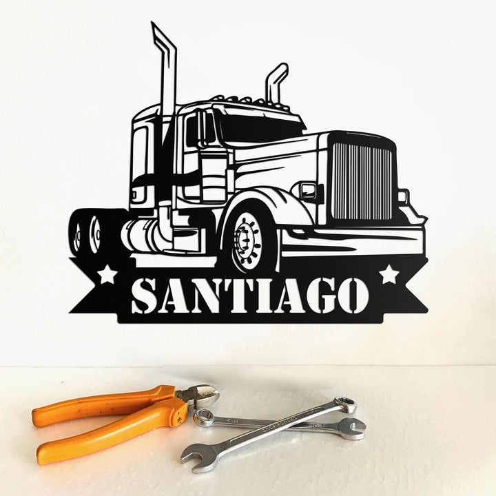 Custom Metal Semi Truck Driver Sign with Led Light, Truck Driver Gift, Semi Truck Wall Decor, Father's Day Gift, Trucking Company Wall Art