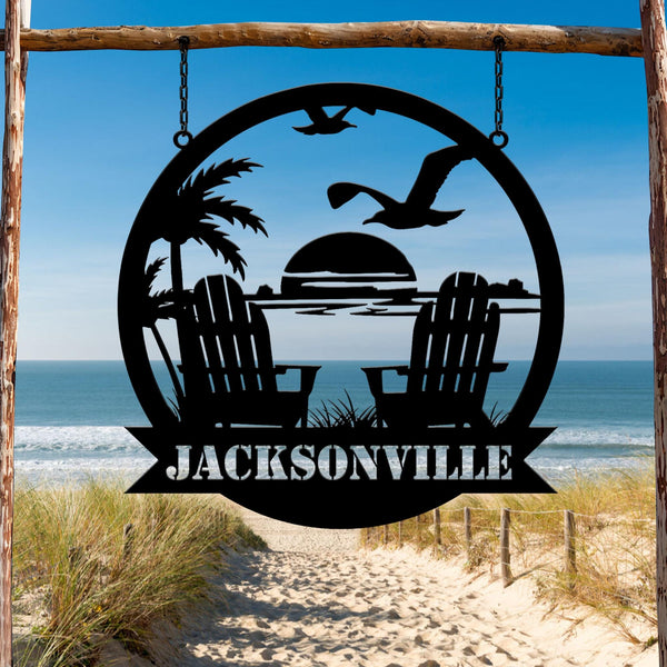 Custom Beach Decor, Nautical Decor, Lake House Decor, Summer Beach House Sign, Metal Coastal Decor, Outdoor Sign Sunset Beach Metal Sign