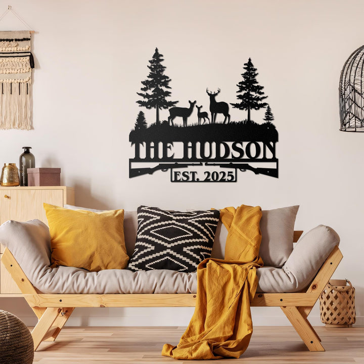 Personalized Hunting Metal Sign With LED Lights, Custom Metal Family Name Sign, Hunting Address Metal Sign, Gift For Dad, Fathers Day Gift