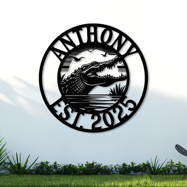 Custom Crocodile Metal Sign Led Lights, Metal Alligator Sign, Personalized Crocodile Wall Art Decor, Wall Hanging, Outdoor Decor, Swamp Sign