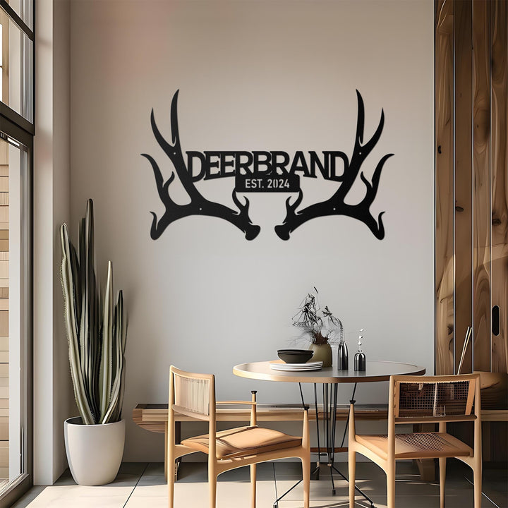 Custom Deer Antler Family Monogram Sign, Hunter Gift, Hunting Sign, Personalized Family Name Sign, Deer Sign, Father's Day Sign Gift For Him
