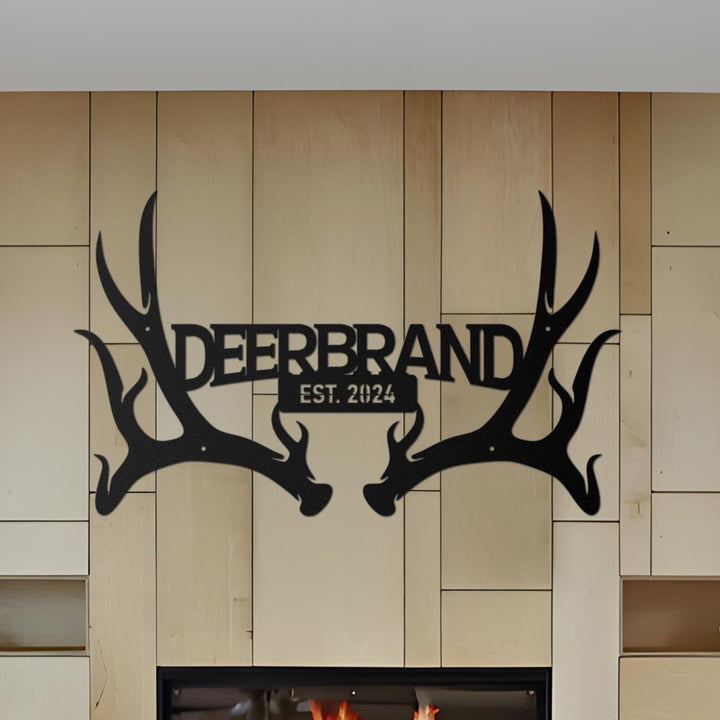Custom Deer Antler Family Monogram Sign, Hunter Gift, Hunting Sign, Personalized Family Name Sign, Deer Sign, Father's Day Sign Gift For Him