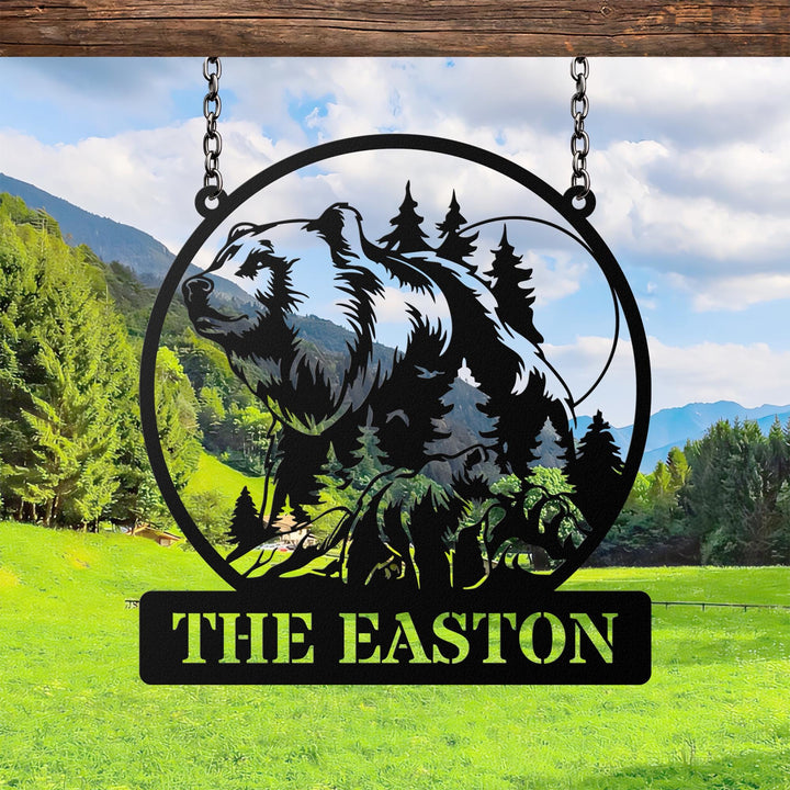 Personalized Bear Metal Sign, Custom Cabin Sign, Bear Name Family Sign, Outdoor Decor, Cabin Decor, Gift For Dad, Hunter Gift, Hunting Sign