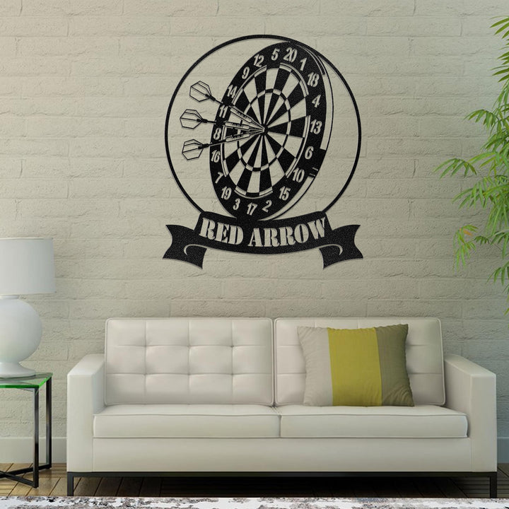 Custom Dartboard Metal Sign Wall Art With Led Lights, Personalized Dart Gamer Name Sign, Game Room Decor, Sport Wall Hanging, Home Decor
