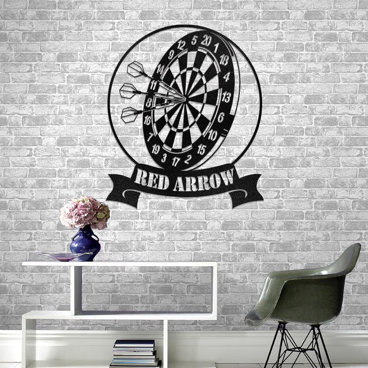Custom Dartboard Metal Sign Wall Art With Led Lights, Personalized Dart Gamer Name Sign, Game Room Decor, Sport Wall Hanging, Home Decor