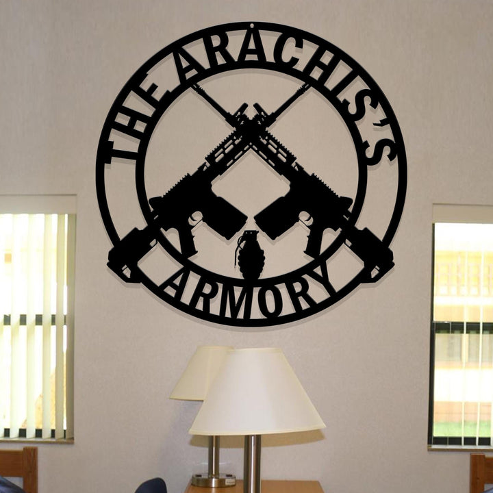 Personalized Gun Metal Sign, Gun Owner Gift, Armory Decor, Army Gift, Veteran Gift, Gun Metal Sign, Gun Gift, Armory Name Sign, Man Cave