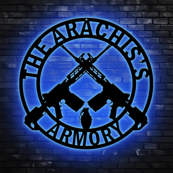 Personalized Gun Metal Sign, Gun Owner Gift, Armory Decor, Army Gift, Veteran Gift, Gun Metal Sign, Gun Gift, Armory Name Sign, Man Cave