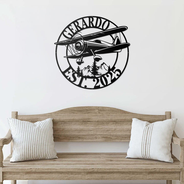 Custom Name Airplane Metal Wall Art LED Lights, Custom Pilot Name Sign, Home Decor, Aircraft Decoration, Housewarming Gift, Gift For Man
