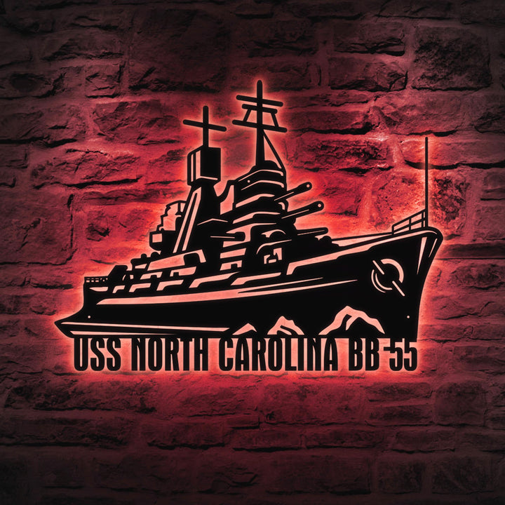 Custom US Navy Ships Metal Sign with Led Light, Battleship Metal Sign, Navy Veterans Gift, Navy Gifts For Men, Fathers Day Gift For Navy Dad