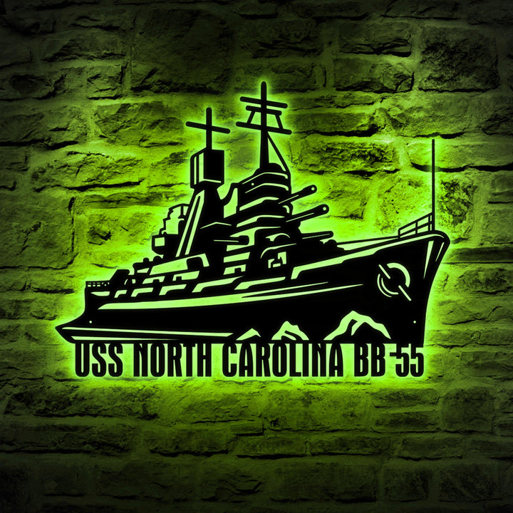 Custom US Navy Ships Metal Sign with Led Light, Battleship Metal Sign, Navy Veterans Gift, Navy Gifts For Men, Fathers Day Gift For Navy Dad