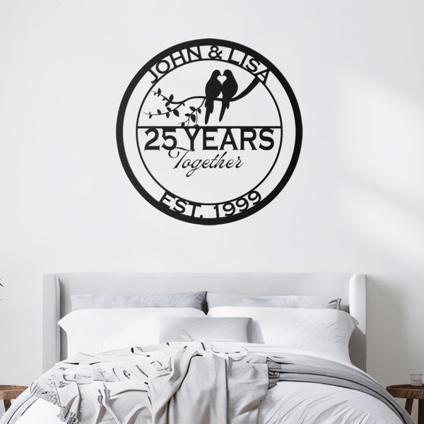 Personalized 25th Anniversary Dove Metal Sign, Anniversary Gift For Parents, Wedding Dove Metal Sign, Parents Anniversary Gift, Parents Gift