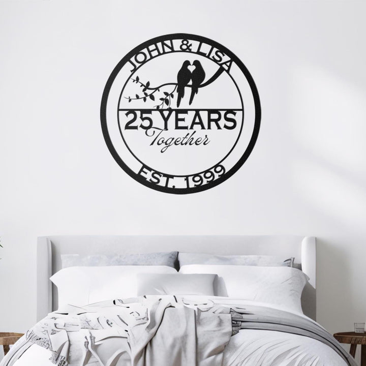Personalized 25th Anniversary Dove Metal Sign, Anniversary Gift For Parents, Wedding Dove Metal Sign, Parents Anniversary Gift, Parents Gift