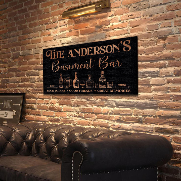 Custom Metal Basement Bar Sign – Personalized Man Cave Wall Art, Home Bar Decor, Beer Sign Gift for Dad, Him, Established Bar Metal Plaque