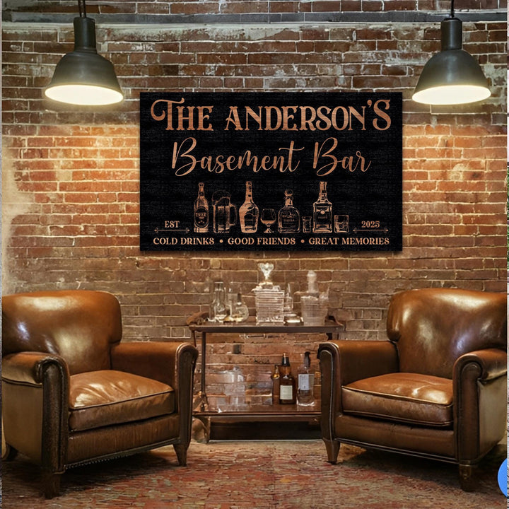 Custom Metal Basement Bar Sign – Personalized Man Cave Wall Art, Home Bar Decor, Beer Sign Gift for Dad, Him, Established Bar Metal Plaque