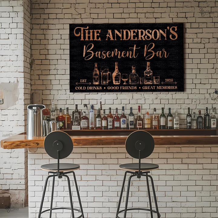 Custom Metal Basement Bar Sign – Personalized Man Cave Wall Art, Home Bar Decor, Beer Sign Gift for Dad, Him, Established Bar Metal Plaque