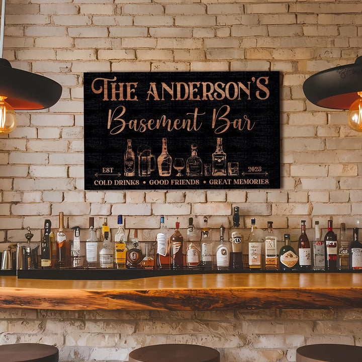 Custom Metal Basement Bar Sign – Personalized Man Cave Wall Art, Home Bar Decor, Beer Sign Gift for Dad, Him, Established Bar Metal Plaque
