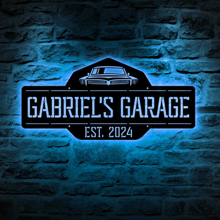 Personalized Garage Sign, Custom Garage Signs, Metal LED Garage Signs, Personalized Garage Hanging sign, Father’s Day Gift, Wall Art For Dad